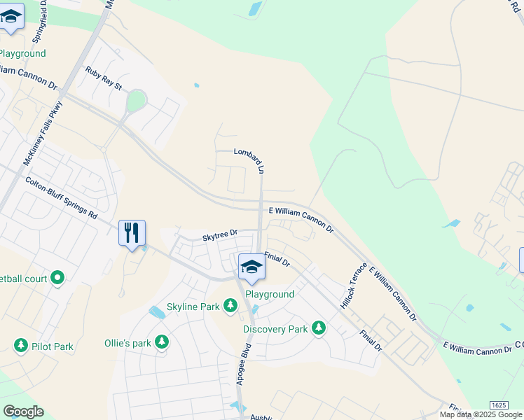map of restaurants, bars, coffee shops, grocery stores, and more near 8753 Colton-Bluff Springs Road in Austin