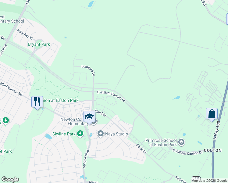 map of restaurants, bars, coffee shops, grocery stores, and more near 8100 1/2 Colton-Bluff Springs Road in Austin