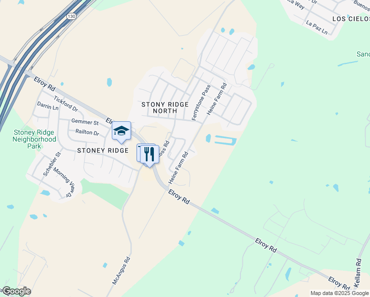 map of restaurants, bars, coffee shops, grocery stores, and more near 7101 Spotted Leaf Way in Del Valle