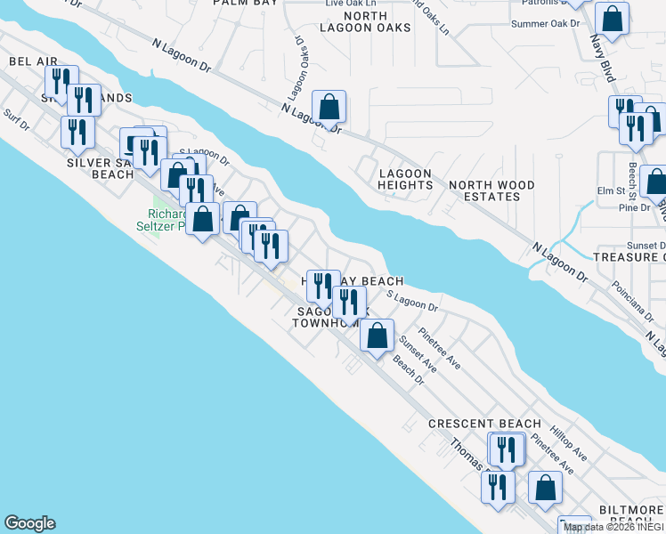 map of restaurants, bars, coffee shops, grocery stores, and more near 3922 Holiday Drive in Panama City