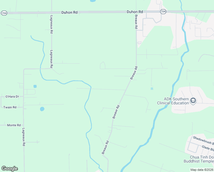 map of restaurants, bars, coffee shops, grocery stores, and more near 1113 Breaux Road in Lafayette