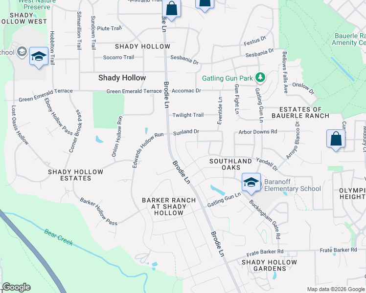 map of restaurants, bars, coffee shops, grocery stores, and more near 3130 Montwood Trail in Austin