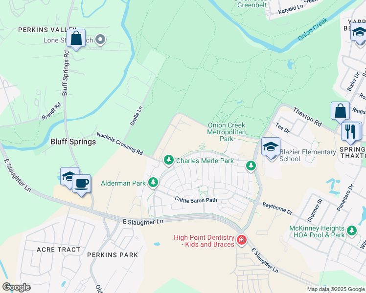 map of restaurants, bars, coffee shops, grocery stores, and more near 8901 Nuckols Crossing Road in Austin