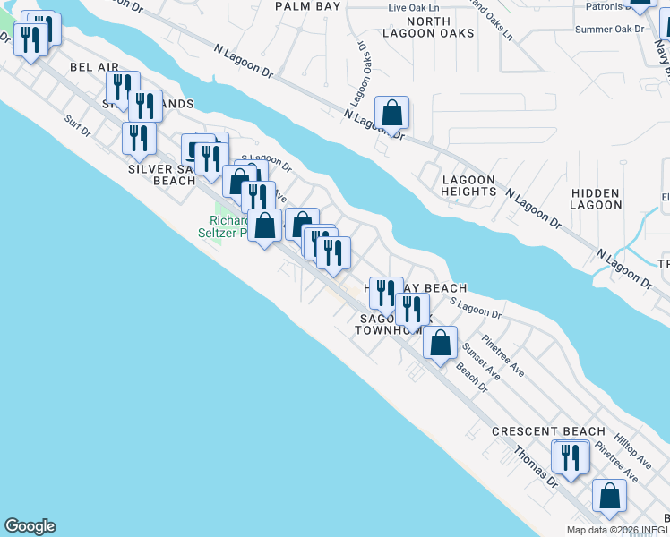 map of restaurants, bars, coffee shops, grocery stores, and more near 7007 Beach Drive in Panama City Beach