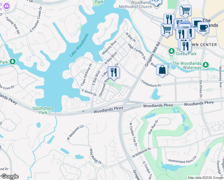 map of restaurants, bars, coffee shops, grocery stores, and more near 42 History Row in Shenandoah