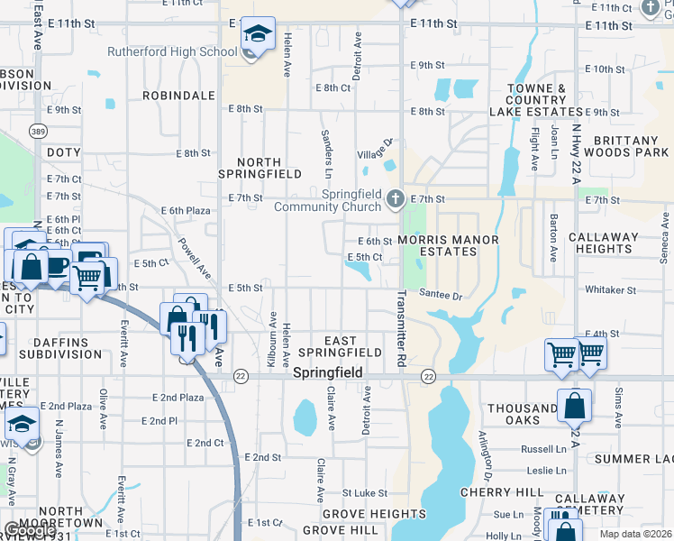 map of restaurants, bars, coffee shops, grocery stores, and more near 509 Harlem Avenue in Panama City