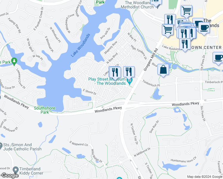 map of restaurants, bars, coffee shops, grocery stores, and more near 42 History Row in Shenandoah