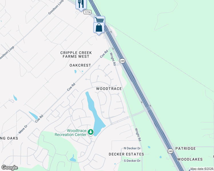 map of restaurants, bars, coffee shops, grocery stores, and more near 303 Lagarto Way in Pinehurst