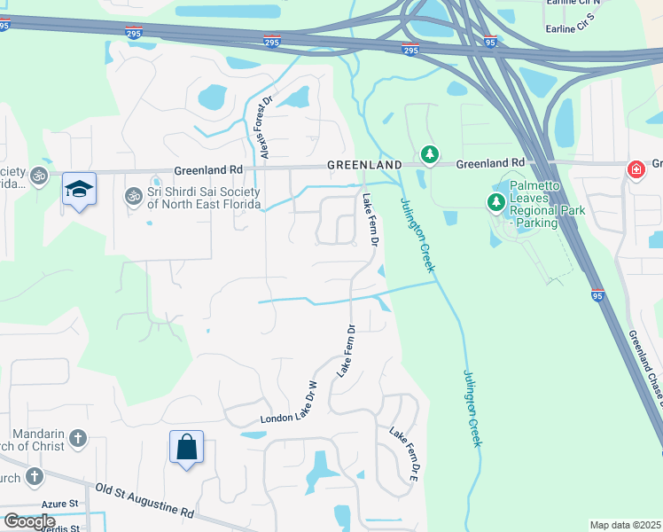 map of restaurants, bars, coffee shops, grocery stores, and more near 5538 Alden Bridge Drive in Jacksonville