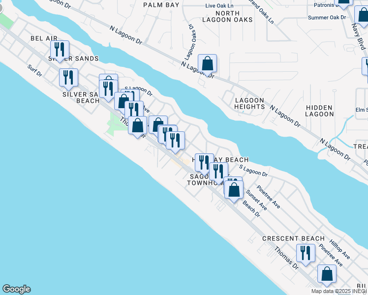 map of restaurants, bars, coffee shops, grocery stores, and more near 4010 Upas Street in Panama City Beach