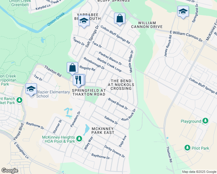 map of restaurants, bars, coffee shops, grocery stores, and more near 8011 Rosenberry Drive in Austin