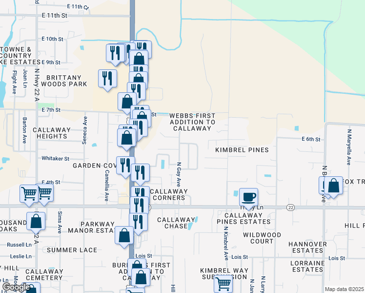 map of restaurants, bars, coffee shops, grocery stores, and more near 522 North Gay Avenue in Panama City