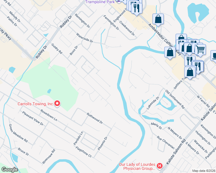 map of restaurants, bars, coffee shops, grocery stores, and more near 130 Windberg Lane in Lafayette