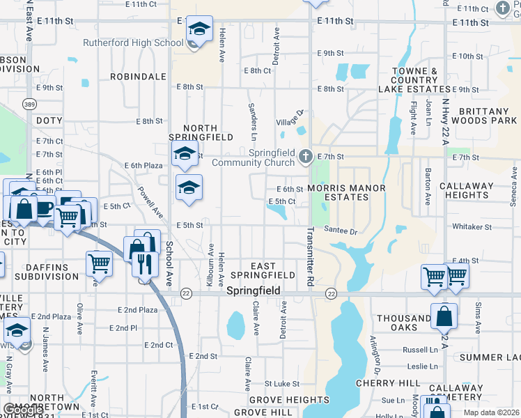 map of restaurants, bars, coffee shops, grocery stores, and more near 509 Harlem Avenue in Panama City
