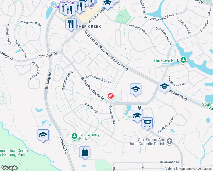 map of restaurants, bars, coffee shops, grocery stores, and more near 10 Pineash Ct in Spring