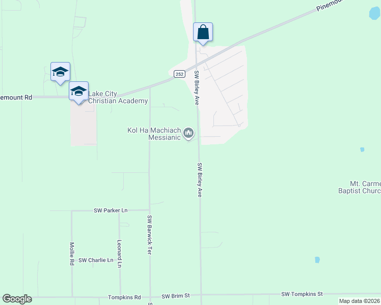 map of restaurants, bars, coffee shops, grocery stores, and more near 2468 Southwest Birley Avenue in Lake City