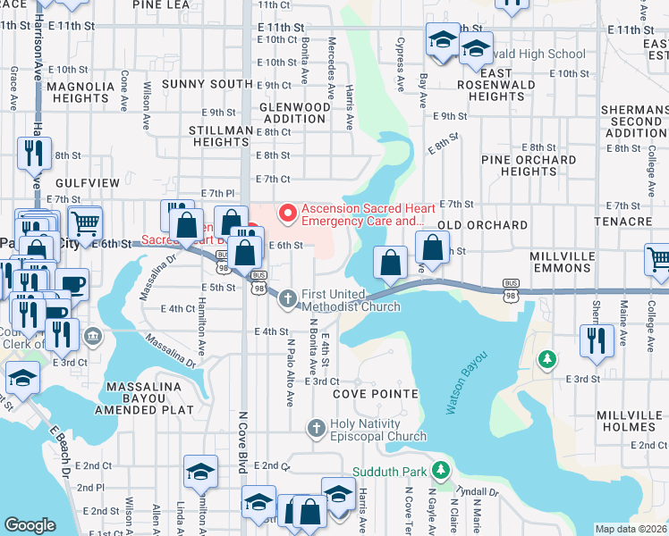 map of restaurants, bars, coffee shops, grocery stores, and more near 1000-1036 Lapaloma Terrace in Panama City