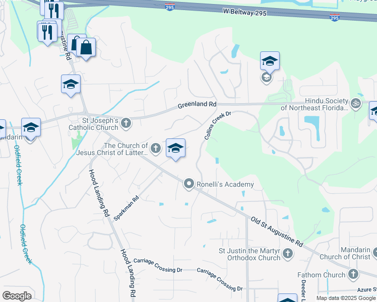 map of restaurants, bars, coffee shops, grocery stores, and more near 4562 Princess Labeth Court in Jacksonville