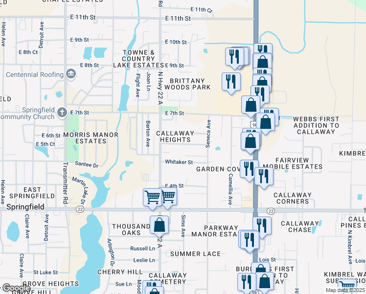 map of restaurants, bars, coffee shops, grocery stores, and more near 5106 Collins Street in Panama City