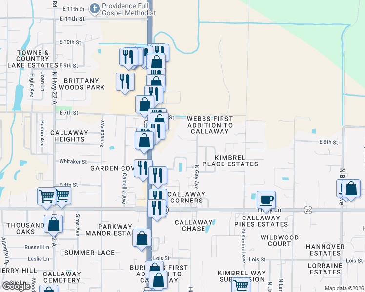 map of restaurants, bars, coffee shops, grocery stores, and more near 5711 East 5th Court in Panama City