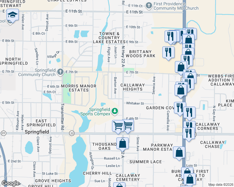 map of restaurants, bars, coffee shops, grocery stores, and more near 602 Barton Avenue in Panama City