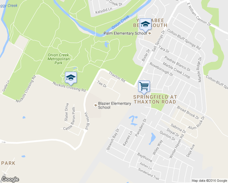 map of restaurants, bars, coffee shops, grocery stores, and more near 8013 Tee Drive in Austin