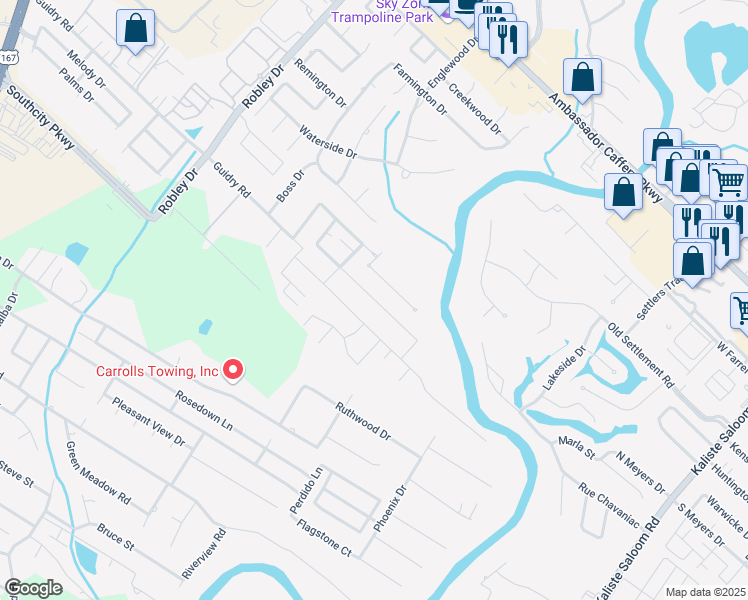 map of restaurants, bars, coffee shops, grocery stores, and more near 216 English Gardens Parkway in Lafayette