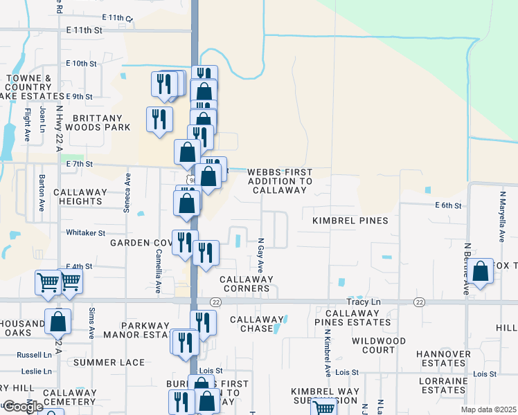 map of restaurants, bars, coffee shops, grocery stores, and more near 522 North Gay Avenue in Panama City