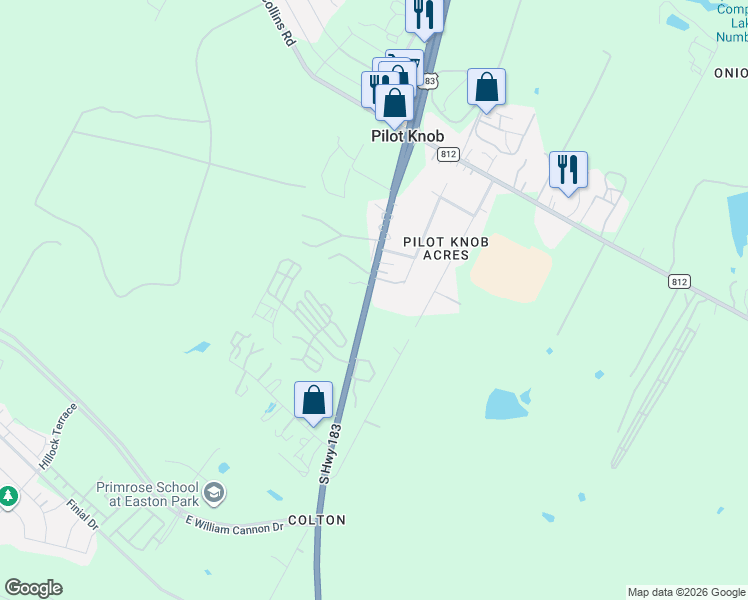 map of restaurants, bars, coffee shops, grocery stores, and more near 6950-6998 U.S. 183 in Austin