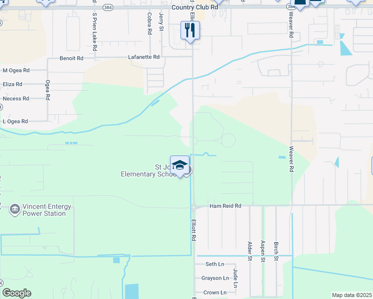 map of restaurants, bars, coffee shops, grocery stores, and more near 5490 Elliott Road in Lake Charles