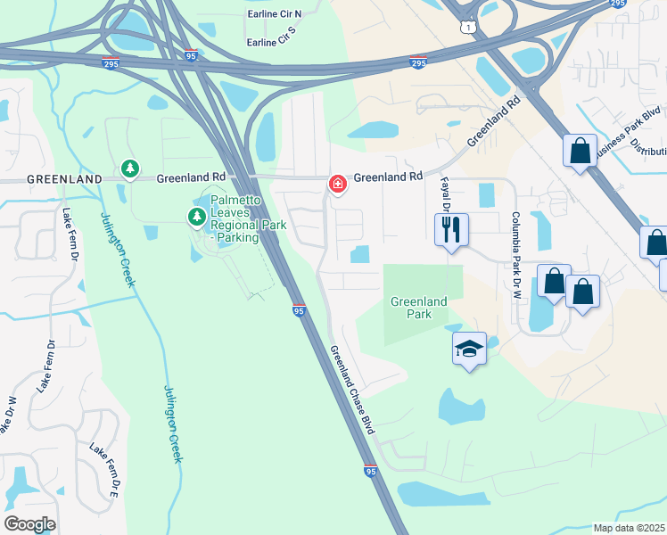 map of restaurants, bars, coffee shops, grocery stores, and more near 6209 Devonhurst Drive in Jacksonville