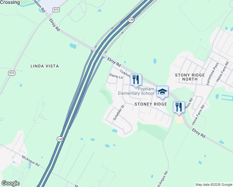 map of restaurants, bars, coffee shops, grocery stores, and more near 11501 Humber Cove in Del Valle