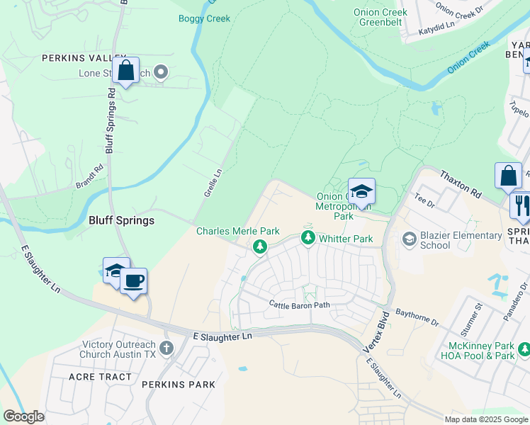 map of restaurants, bars, coffee shops, grocery stores, and more near 8901 Nuckols Crossing Road in Austin