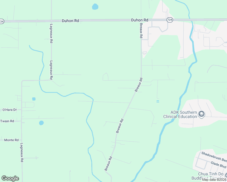map of restaurants, bars, coffee shops, grocery stores, and more near 1113 Breaux Road in Lafayette