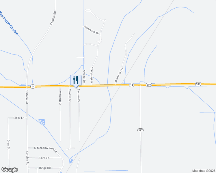 map of restaurants, bars, coffee shops, grocery stores, and more near 3650 Gerstner Memorial Boulevard in Lake Charles