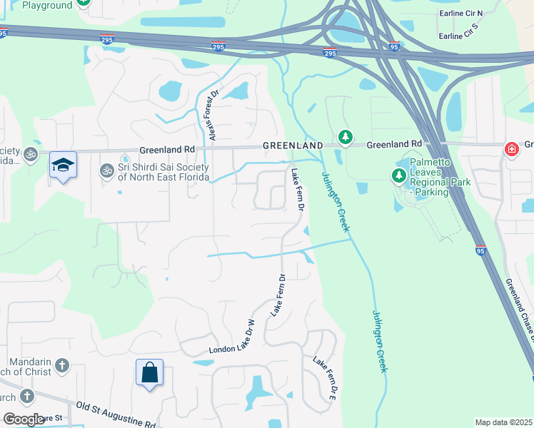 map of restaurants, bars, coffee shops, grocery stores, and more near 5538 Alden Bridge Drive in Jacksonville