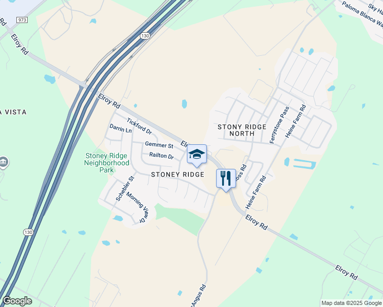 map of restaurants, bars, coffee shops, grocery stores, and more near 7014 Elroy Road in Austin