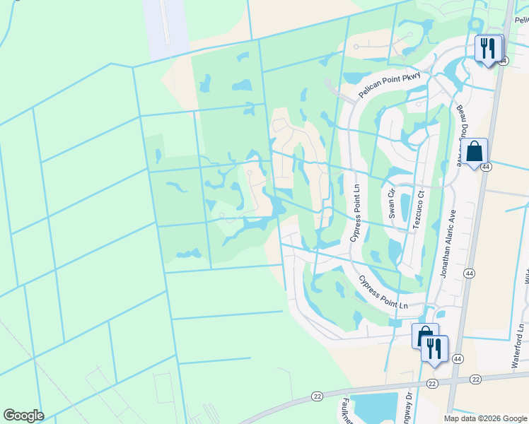map of restaurants, bars, coffee shops, grocery stores, and more near 42360 Greens View Drive in Gonzales