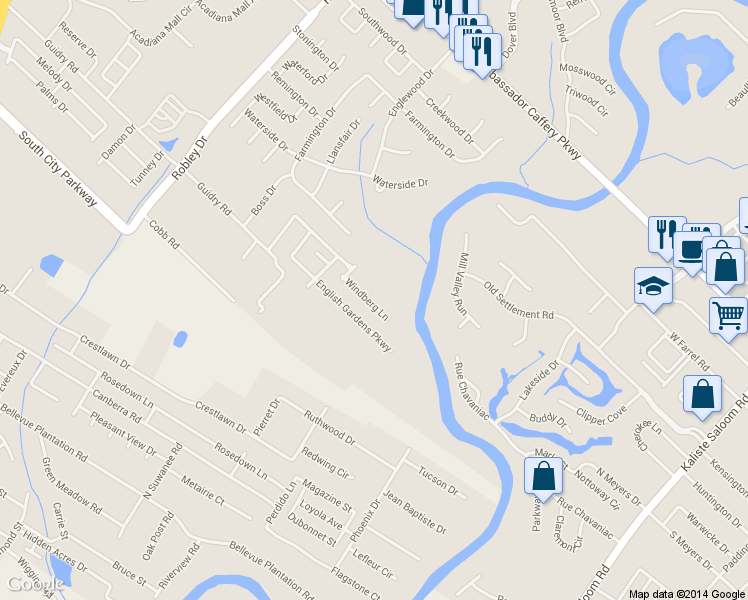 map of restaurants, bars, coffee shops, grocery stores, and more near 119 Windberg Lane in Lafayette