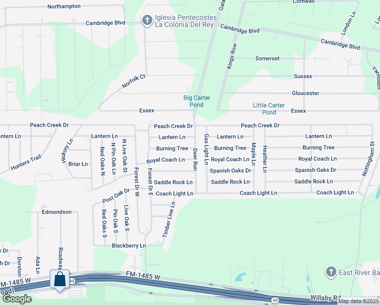 map of restaurants, bars, coffee shops, grocery stores, and more near 26790 Burning Tree in New Caney