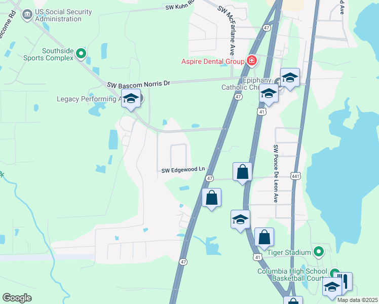 map of restaurants, bars, coffee shops, grocery stores, and more near 191 Southwest Vermont Way in Lake City