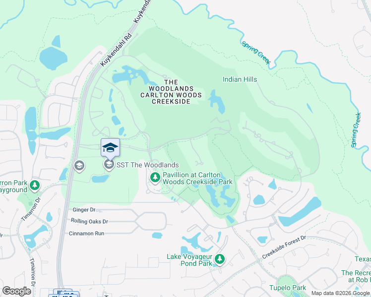map of restaurants, bars, coffee shops, grocery stores, and more near 15 Estancia Place in Spring