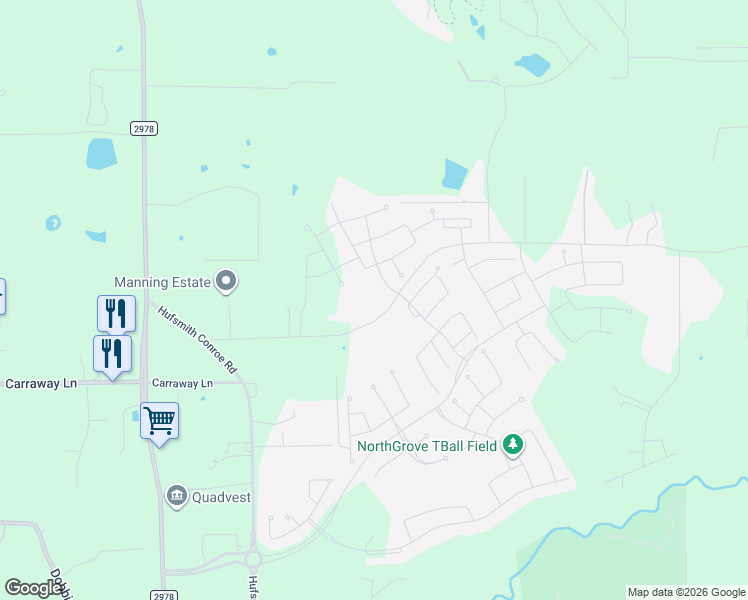 map of restaurants, bars, coffee shops, grocery stores, and more near 27020 Hidden Rock Court in Magnolia