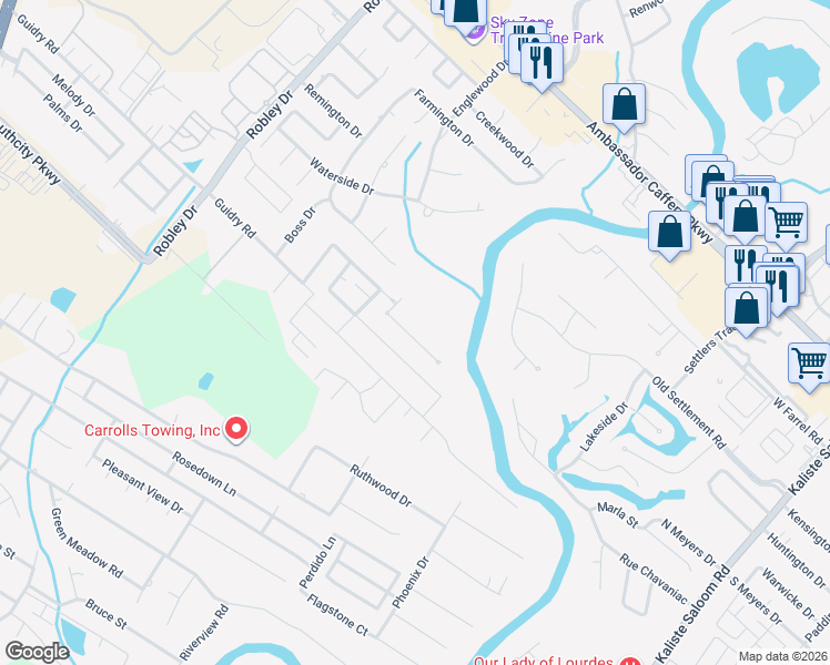map of restaurants, bars, coffee shops, grocery stores, and more near 119 Windberg Lane in Lafayette