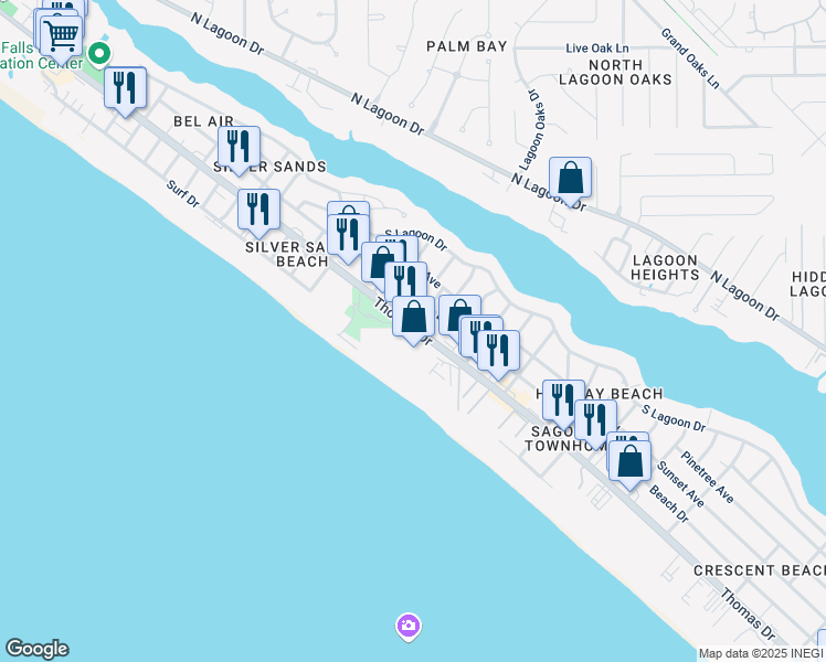 map of restaurants, bars, coffee shops, grocery stores, and more near 7210 Thomas Drive in Panama City Beach
