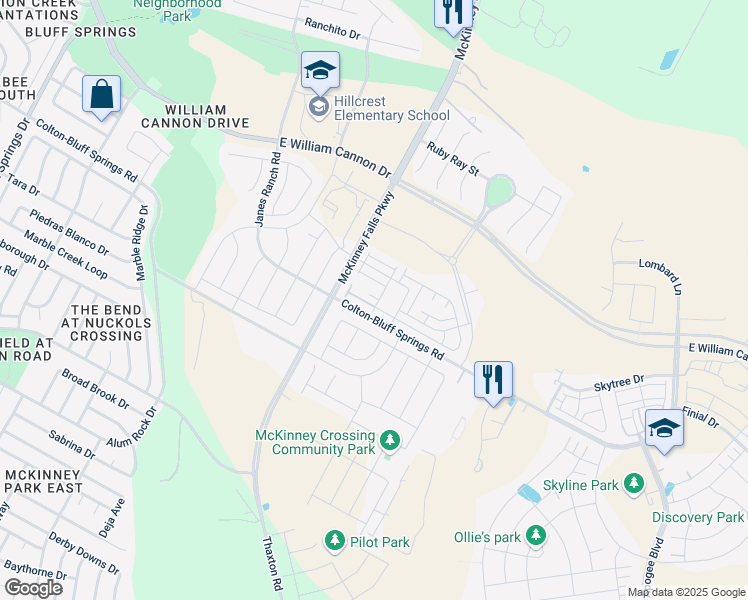 map of restaurants, bars, coffee shops, grocery stores, and more near 7117 Silver Star Lane in Austin