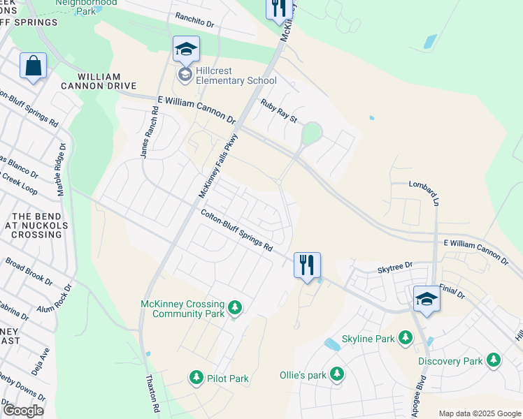 map of restaurants, bars, coffee shops, grocery stores, and more near 7406 Wynkoop Court in Austin
