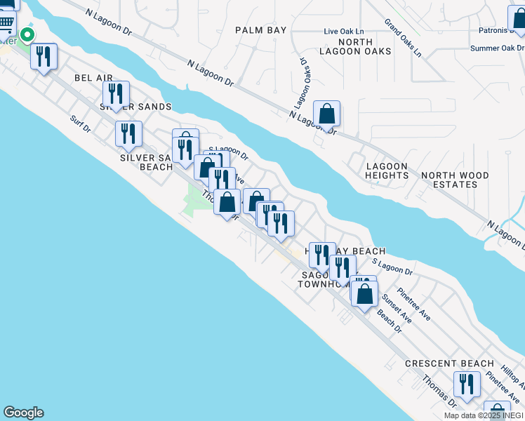 map of restaurants, bars, coffee shops, grocery stores, and more near 7120 Beach Drive in Panama City Beach