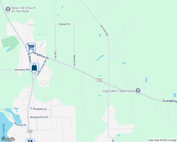 map of restaurants, bars, coffee shops, grocery stores, and more near 2675 Baywood Street in Vidor