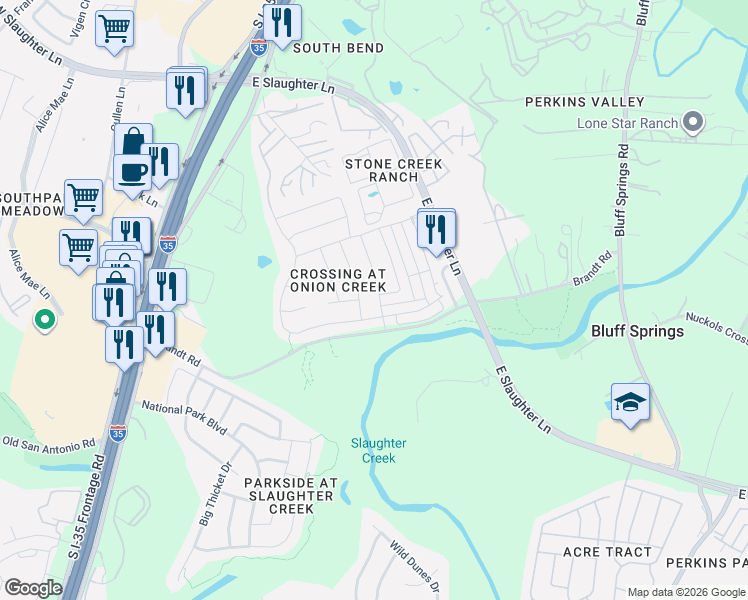 map of restaurants, bars, coffee shops, grocery stores, and more near 9315 Pioneer Forest Drive in Austin